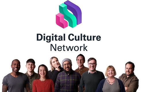 The nine Tech Champions standing together against a white background. Above them is the Digital Culture Network logo.